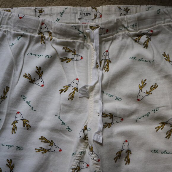 J. Crew Factory White Pajama Pants with Reindeer Print - Picture 4 of 5